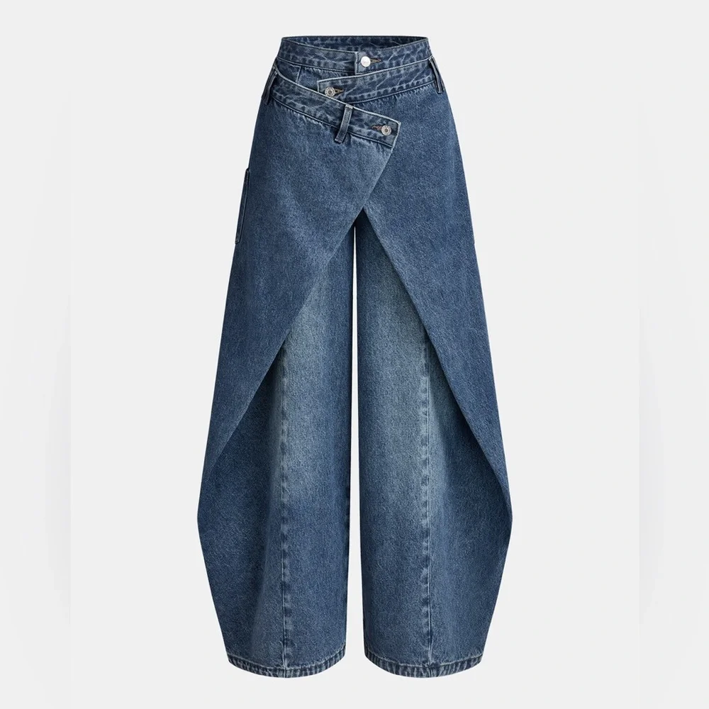 Commense Cross-Front Wide-Leg Jeans NWT - Picture 1 of 4